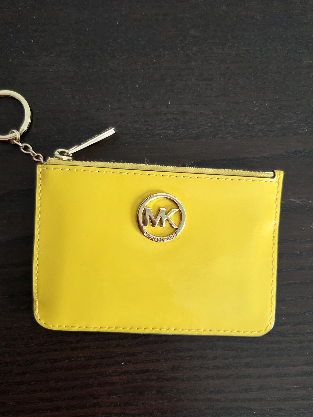 Michael Kors Yellow Mk Logo Zip Card Case Keychain